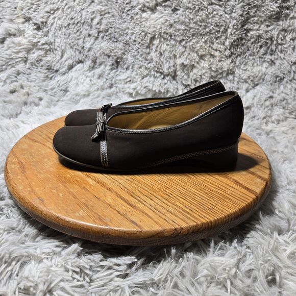 Rangoni Womens Size 9/9.5 Brown Fabric Bow Leather Lining Shoes Made in Italy - Picture 2 of 8
